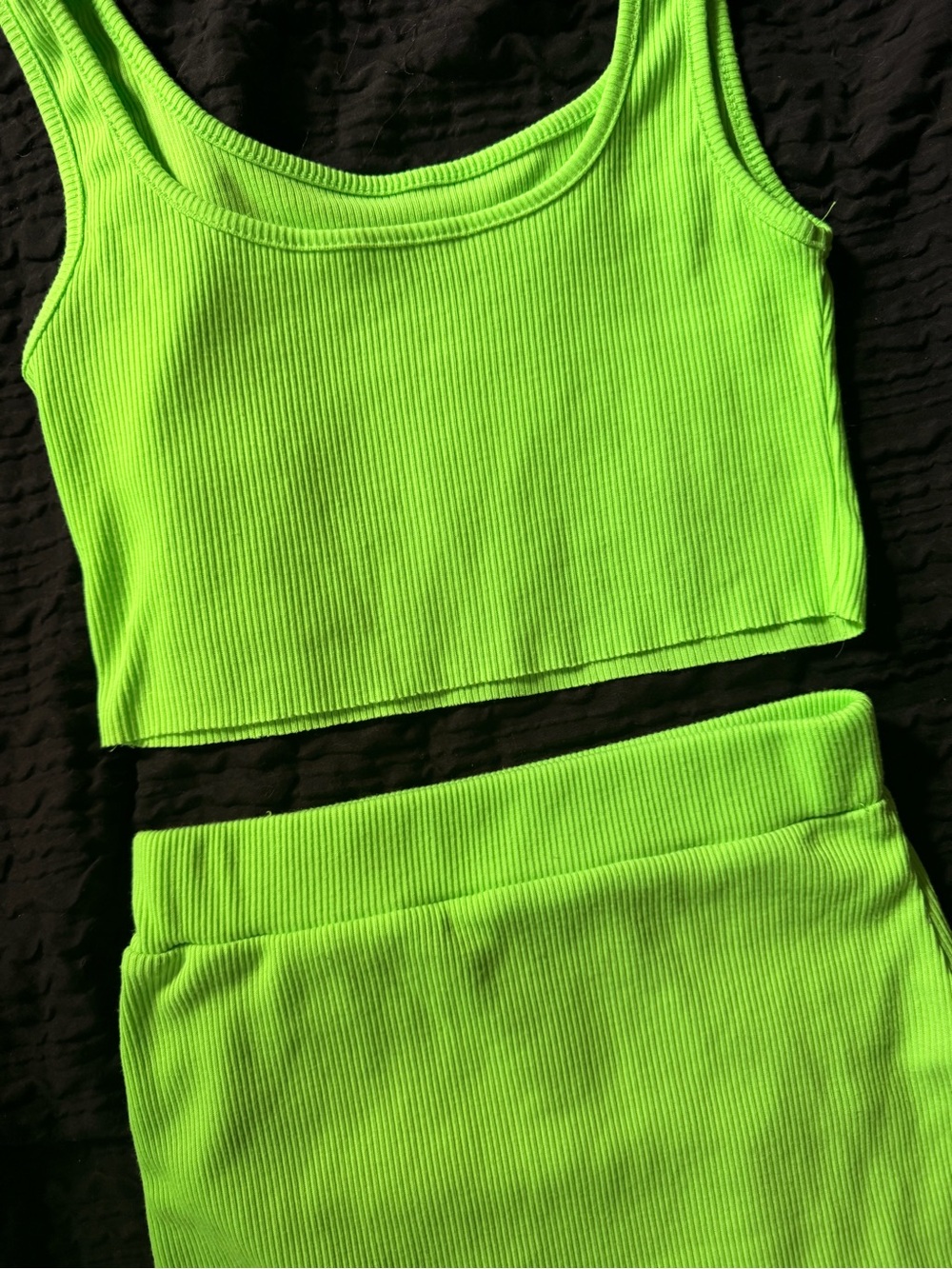 Neon Green Ribbed Two-Piece Set - Picture 4 of 4